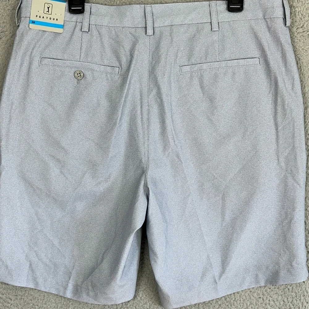 NEW PGA TOUR Shorts Mens 36 Light Blue Performance Golf Chino Stretch Flat Front